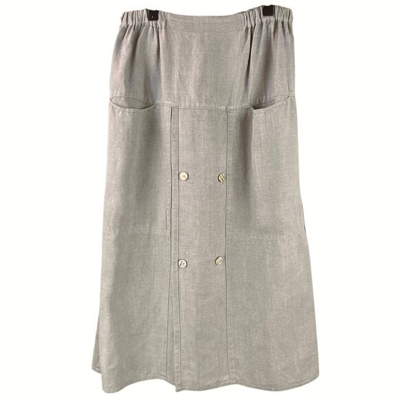 Angelheart Designs Dresses & Skirts - Angelheart Designs 100% Linen Midi Skirt Size M Tan Lagenlook